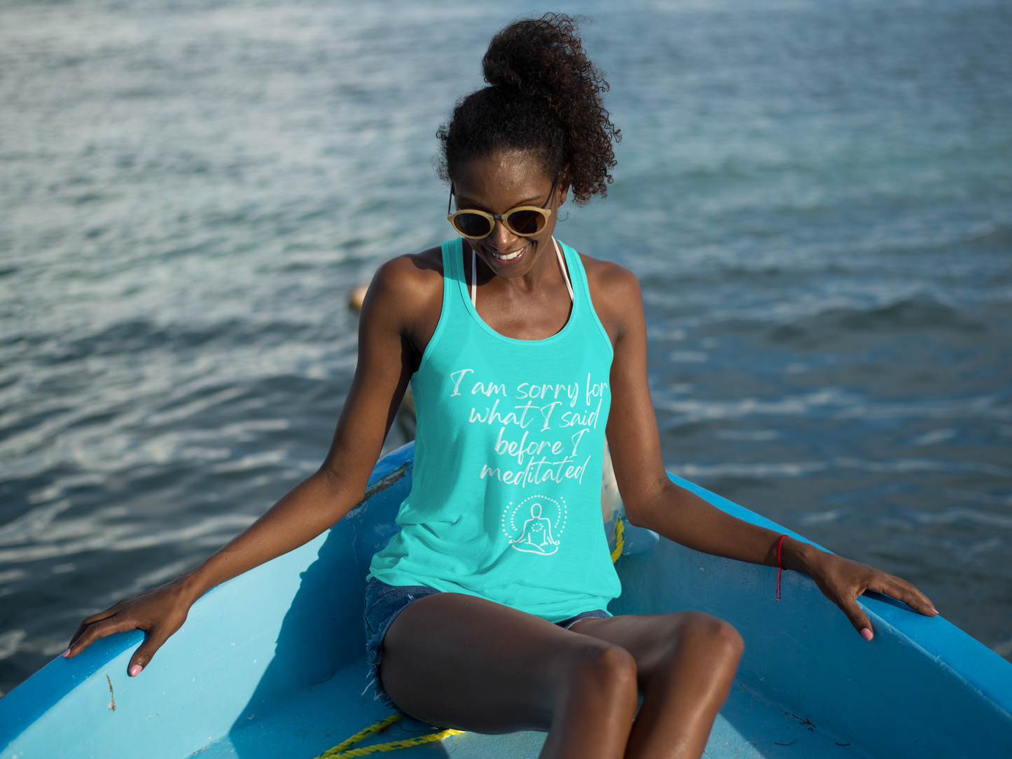 I am sorry for what I said before I meditated! Women's Tri-Blend Racerback Inspirational Tank top