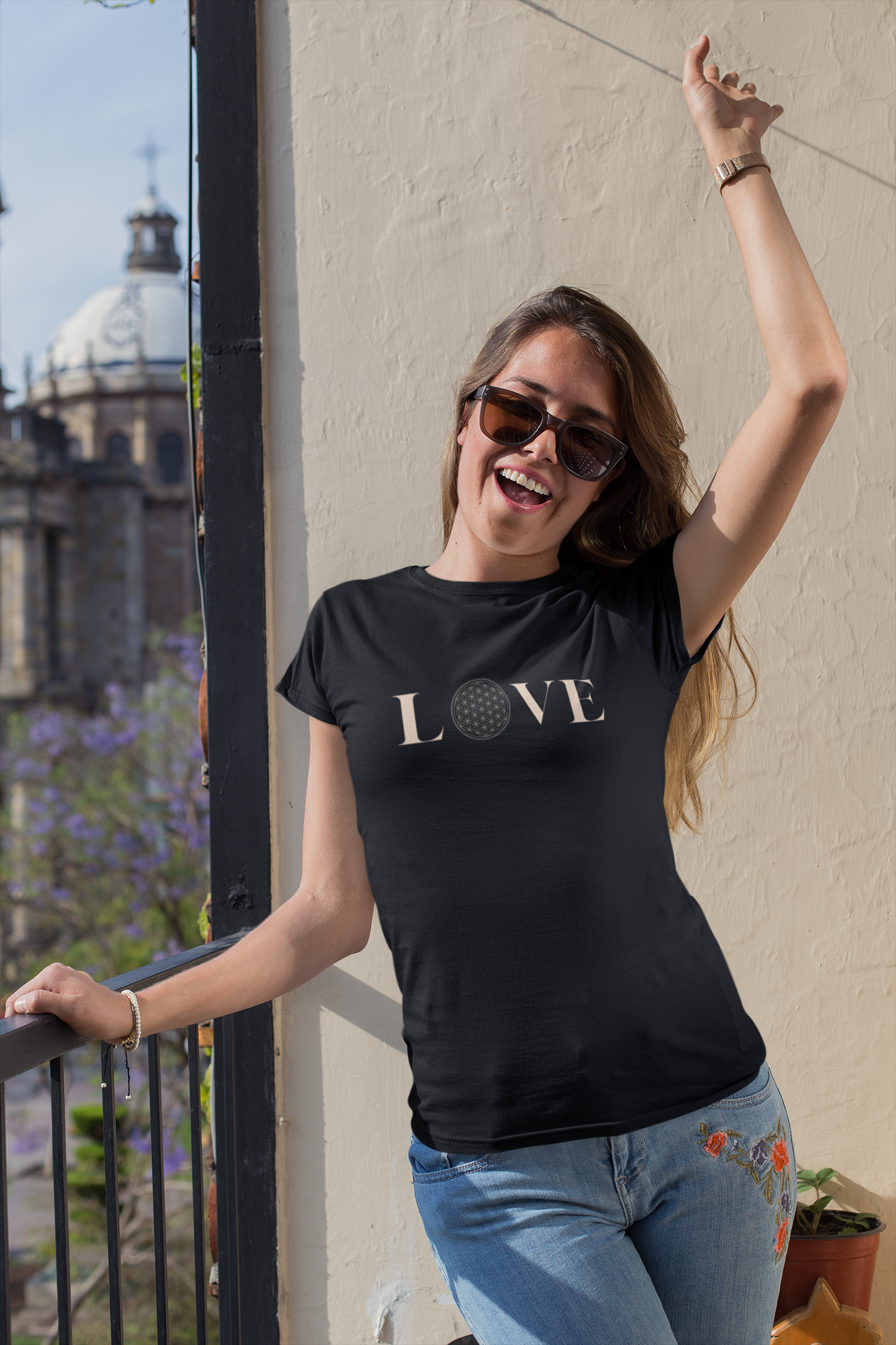Love! Sacred geometry flower of life. Inspirational tee. 100% soft cotton
